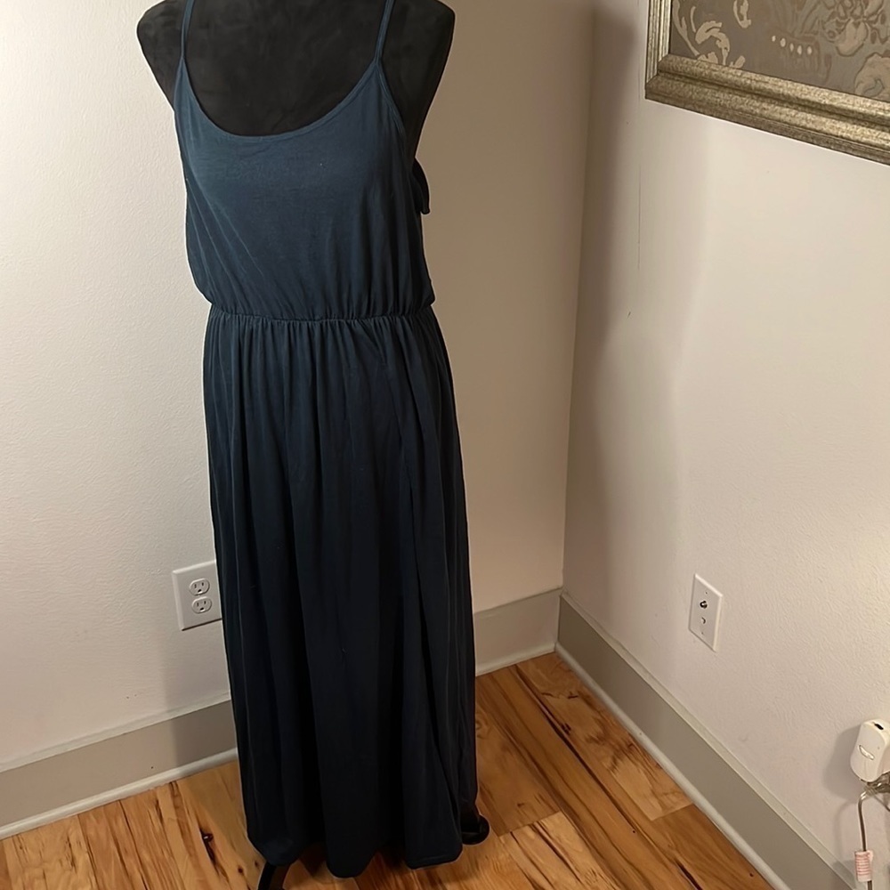 Divided maxi dress sleeveless elastic waist relaxed Sz L